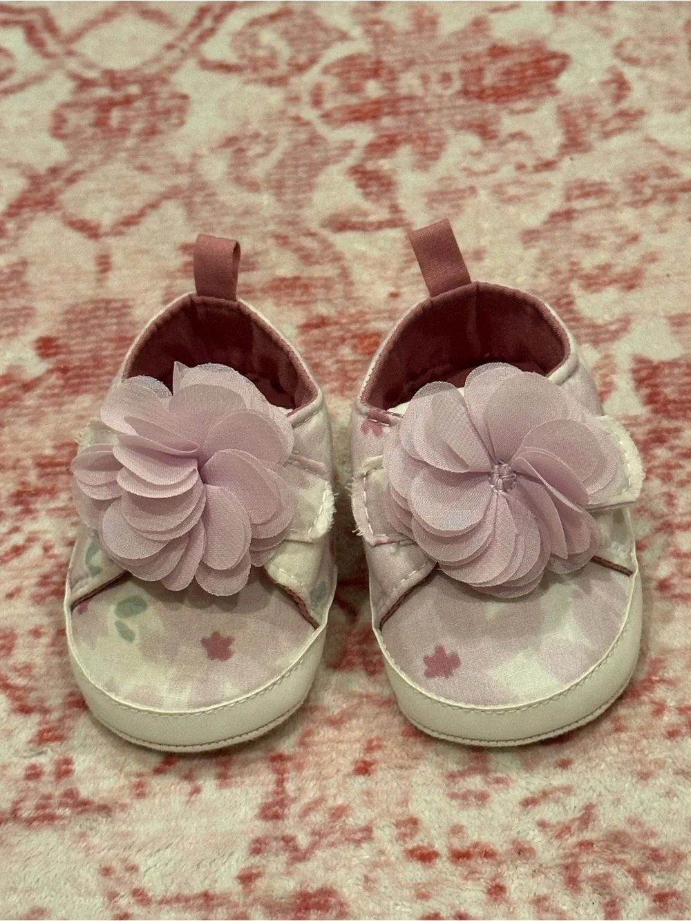 Carter's Pink Floral Flower Baby Walker Shoes 0-3